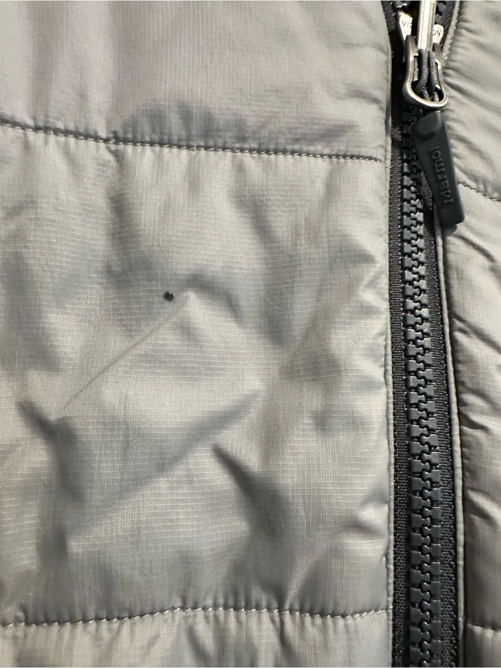Marmot lightweight colorblock puffer jacket Sz:M gray black full-zip Outdoorsy.